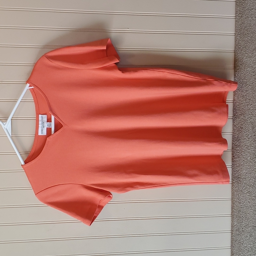 Rebecca Malone Petite blouse small coral orange short sleeves